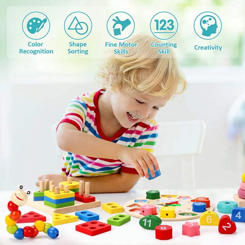 Wooden Montessori Learning Activity Toy Set for Kids