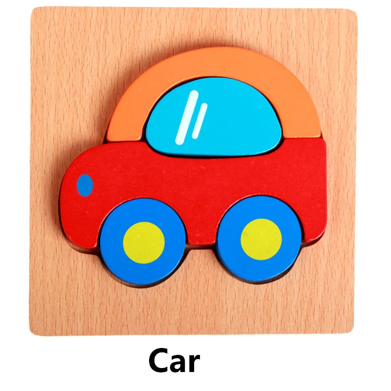 Wooden Animal and Vehicle Chunky Puzzle for Kids