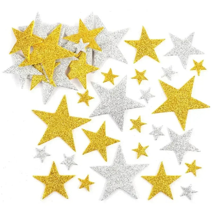 70 Piece Glitter Foam Star Sticker Set for Kids Crafts