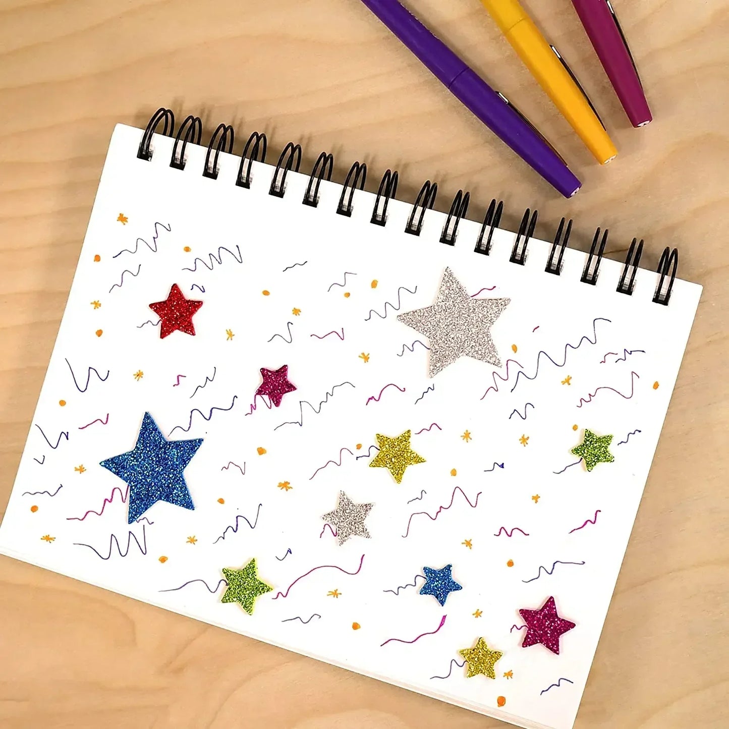 70 Piece Glitter Foam Star Sticker Set for Kids Crafts