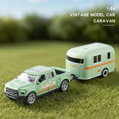 Pickup Truck and Caravan Pull Back Toy Set