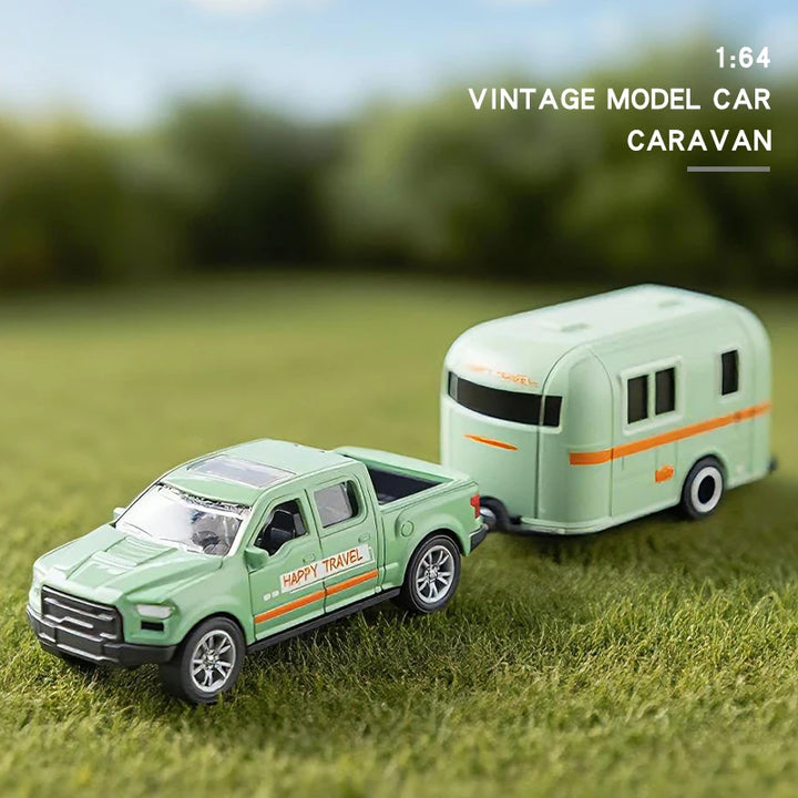 Pickup Truck and Caravan Pull Back Toy Set