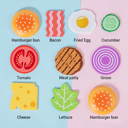 Hamburger Matching and Stacking Pretend Play Set