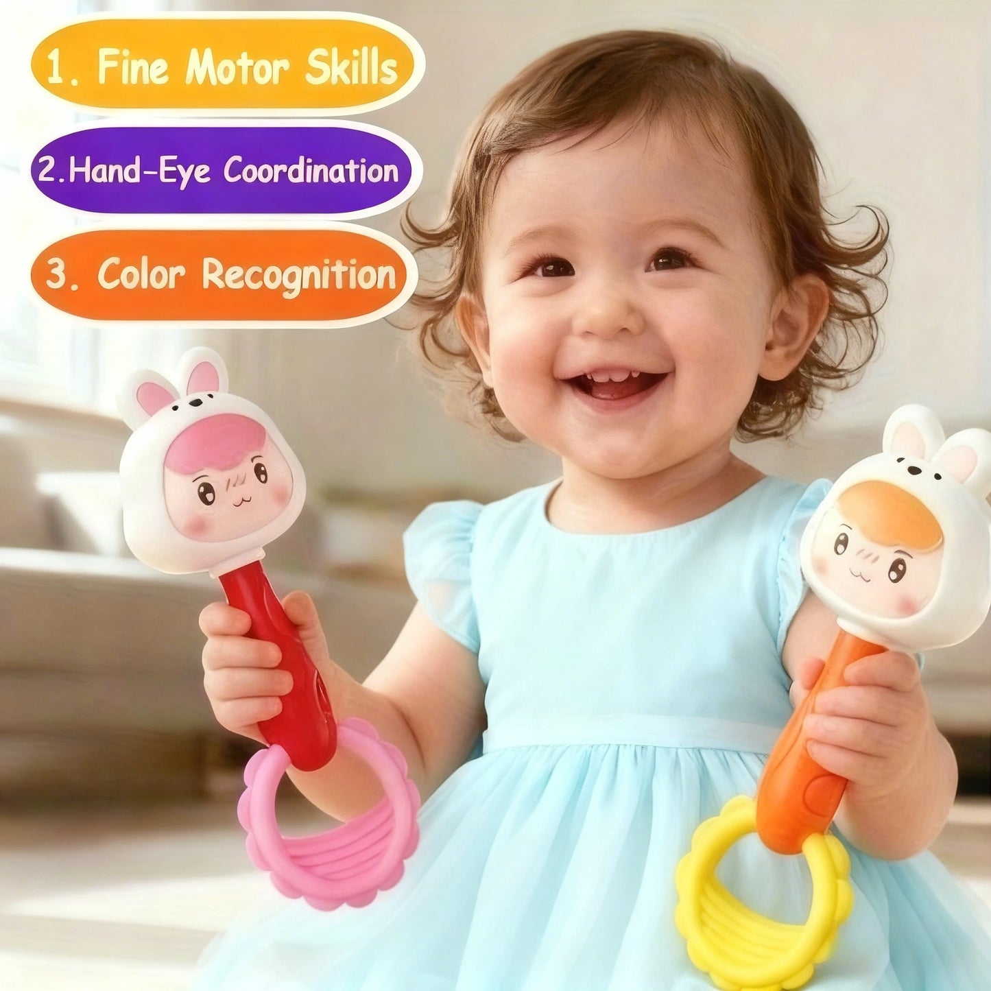 Animal Handheld Baby Rattle Sensory Toy