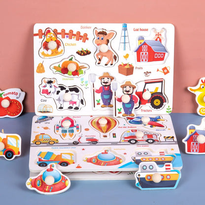 Wooden 3D Matching Puzzle Board for Kids