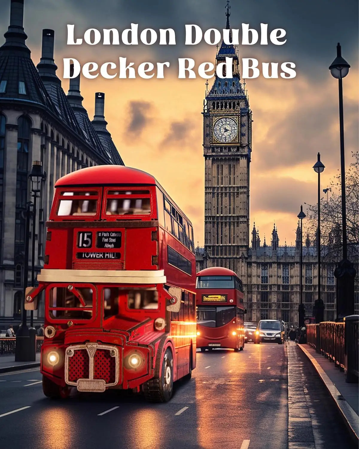 255 Piece Wooden London Bus 3D Model Puzzle
