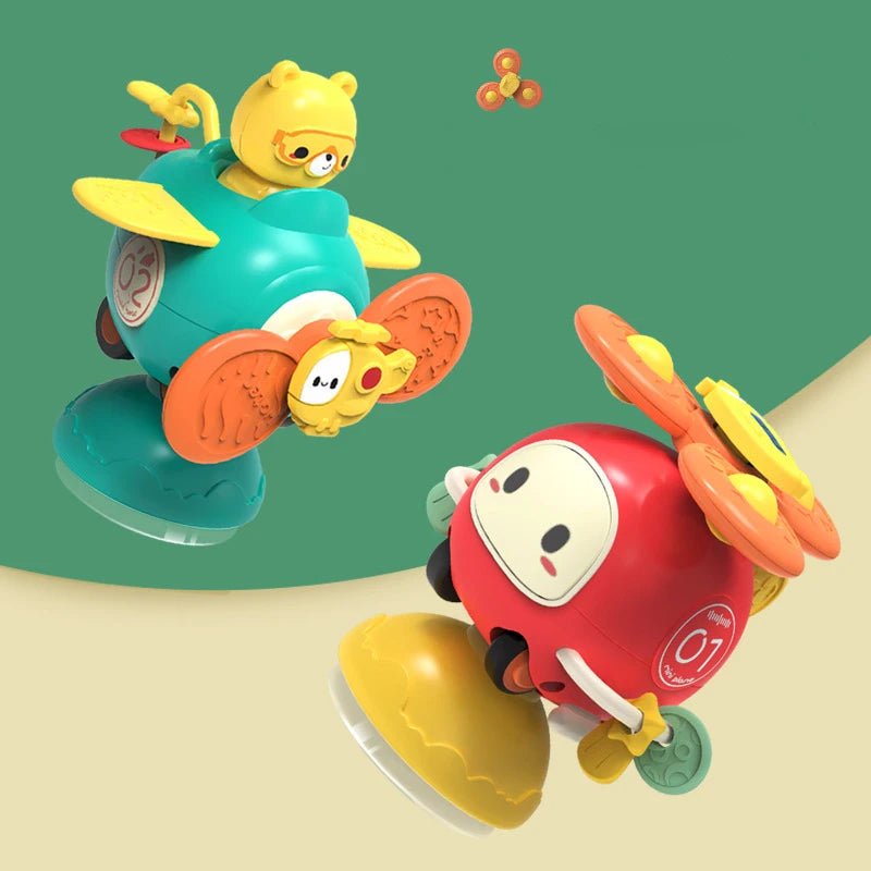 Suction Spinner and Pull-String Sensory Toy for Babies