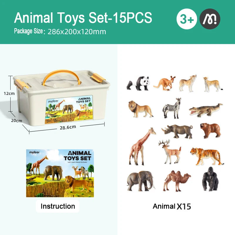 15 Piece Wildlife Animal Figure Set for Kids