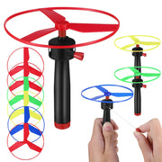 10 Piece Pull String Flying Propeller Toy Set