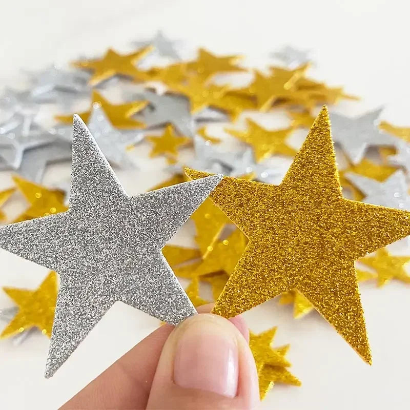 70 Piece Glitter Foam Star Sticker Set for Kids Crafts