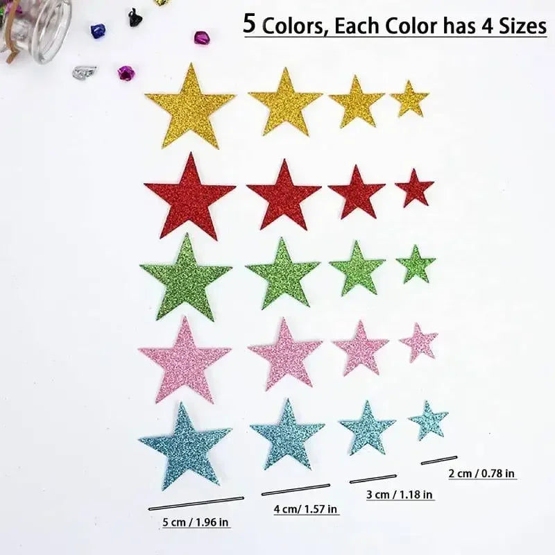 70 Piece Glitter Foam Star Sticker Set for Kids Crafts