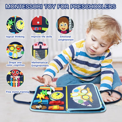 7-in-1 Montessori Busy Board for Kids Ages 3–6