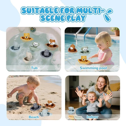 Stackable Floating Boat and Animal Bath Toy Set