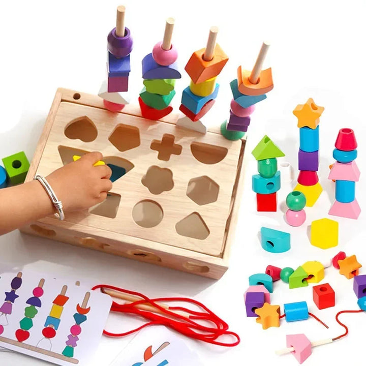 Wooden Color and Shape Sorting Activity Set for Kids
