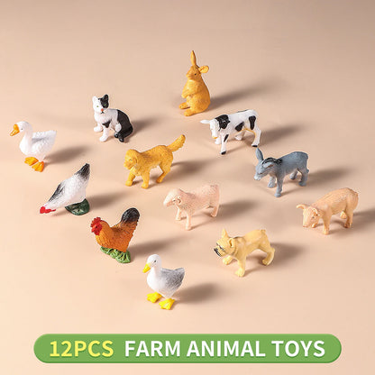 12 Piece Farm and Wild Animal Figure Playset