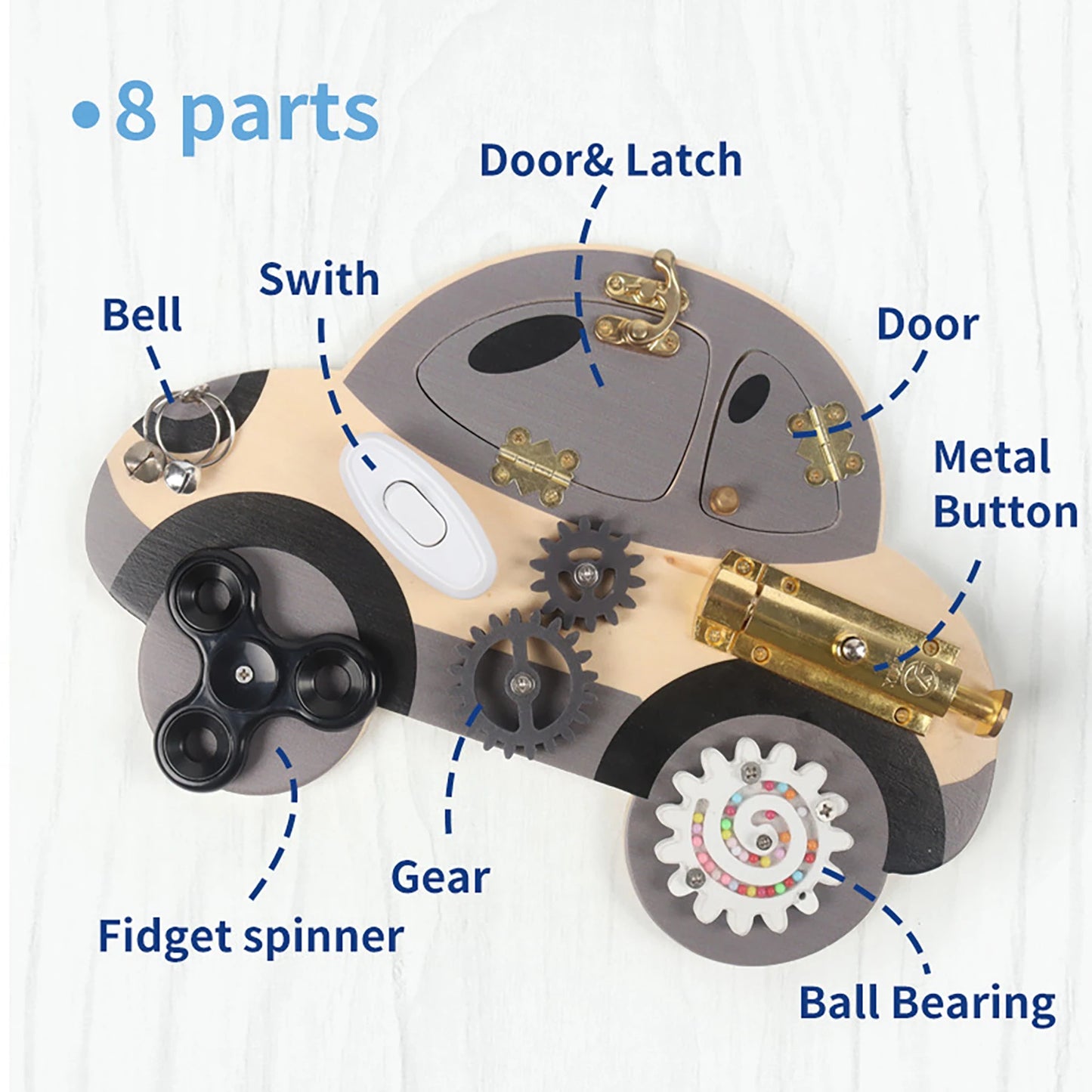 Wooden Steering Wheel Busy Board for Kids Ages 3 to 6