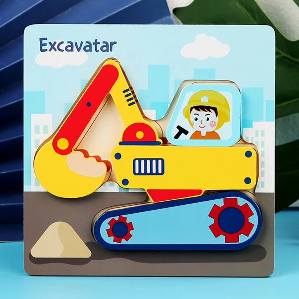 Wooden Animal and Vehicle Chunky Puzzle for Kids