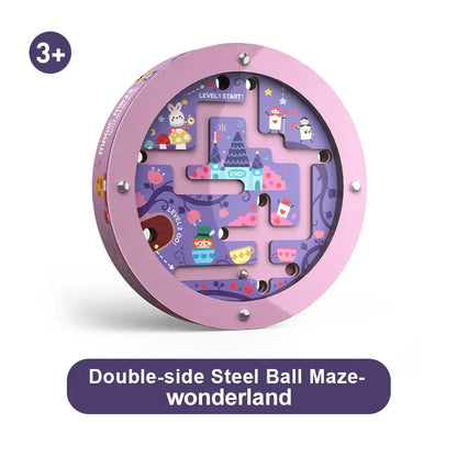 Double Sided Wooden Ball Maze Puzzle for Kids