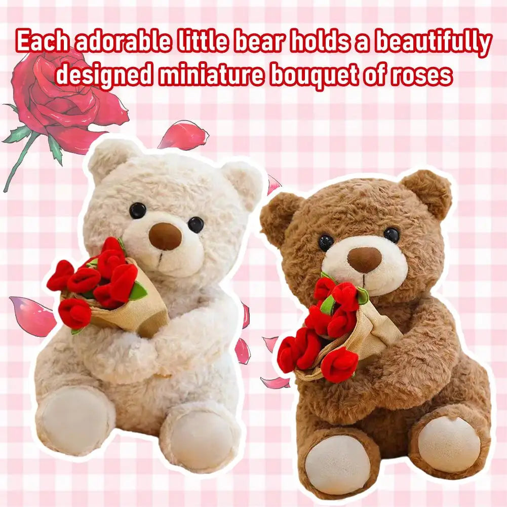 Rose Bouquet Teddy Bear Plush Toy