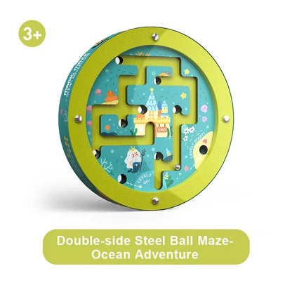 Double Sided Wooden Ball Maze Puzzle for Kids
