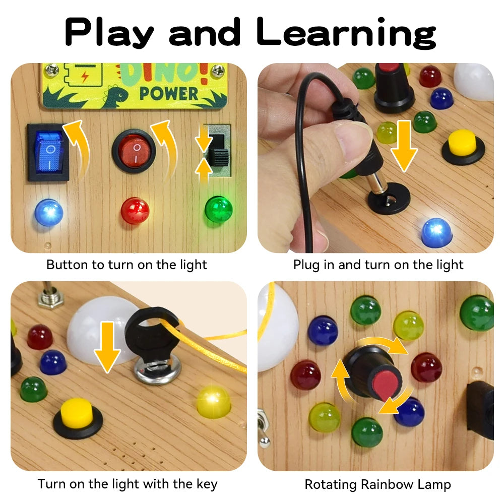 LED Switch Busy Board for Kids Ages 3 Plus
