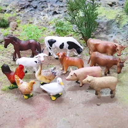 12 Piece Farm and Poultry Animal Figure Set
