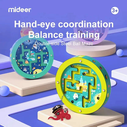 Double Sided Wooden Ball Maze Puzzle for Kids