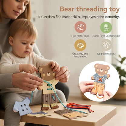 Wooden Bear Threading and Dress Up Activity Set