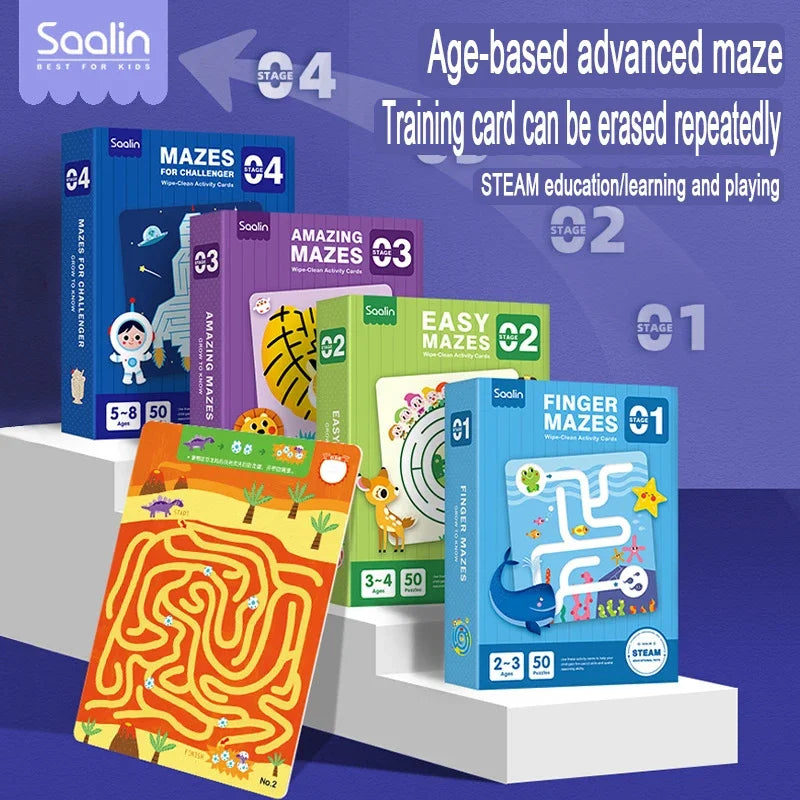 Wipe Clean Maze Activity Card Set for Kids