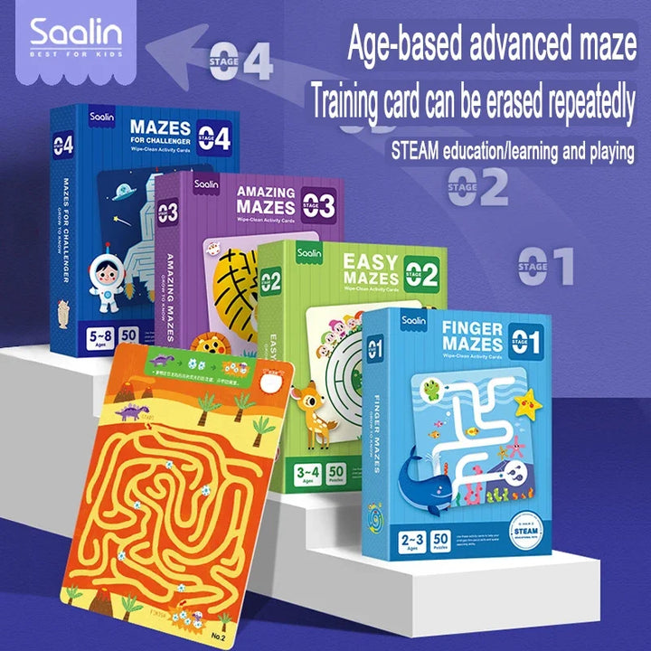 Wipe Clean Maze Activity Card Set for Kids