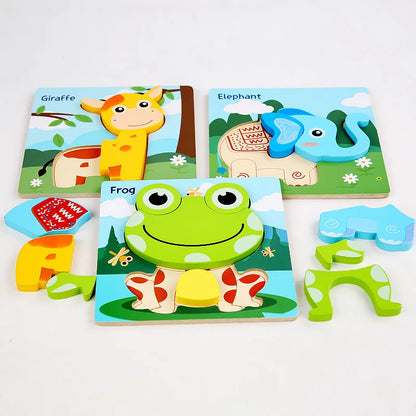 Wooden Animal and Vehicle Chunky Puzzle for Kids