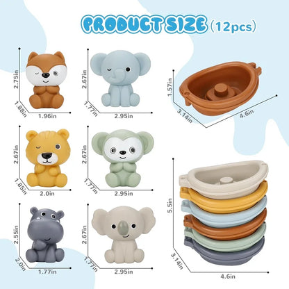 Stackable Floating Boat and Animal Bath Toy Set