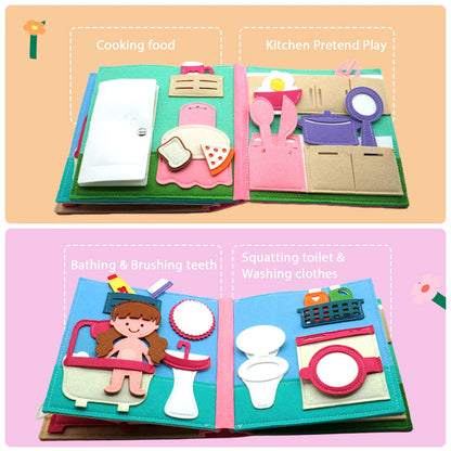 Montessori Sensory Quiet Felt Book Doll House Activity Book for Kids