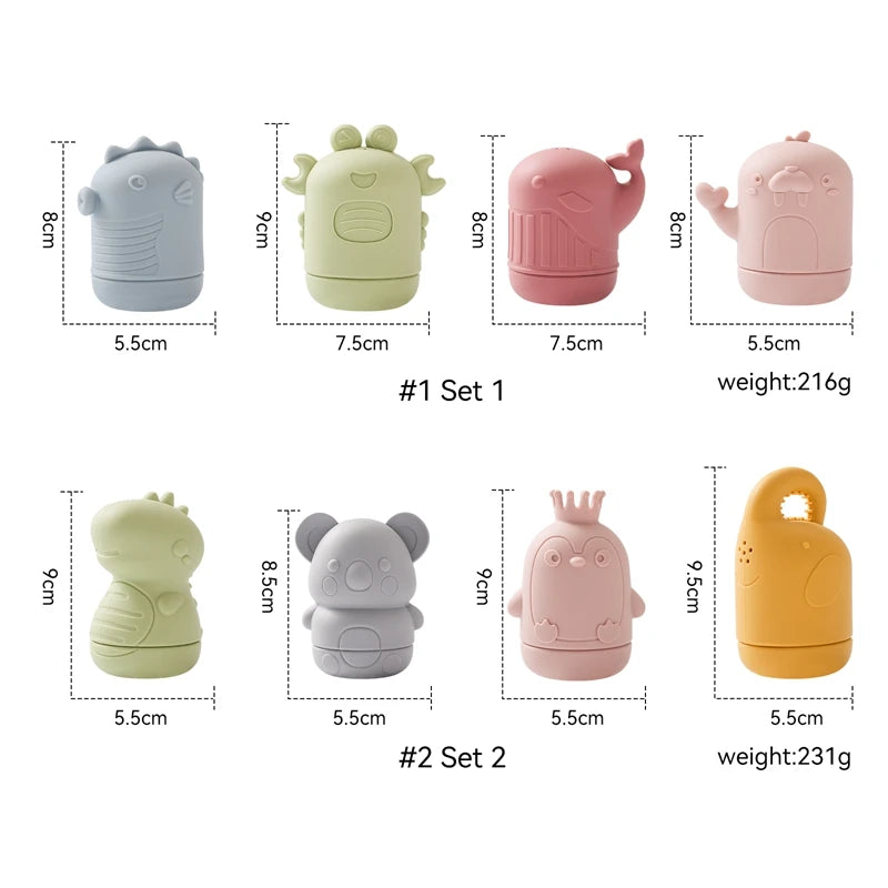 Silicone Animal Water Spraying Bath Toy Set