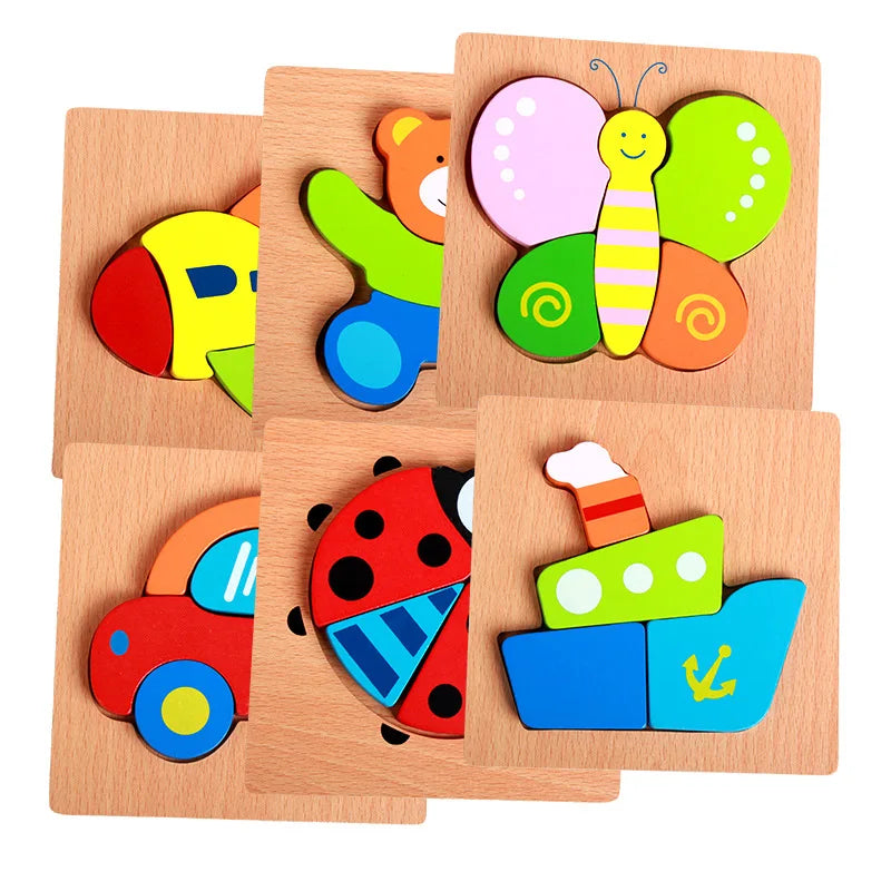 Wooden Animal and Vehicle Chunky Puzzle for Kids