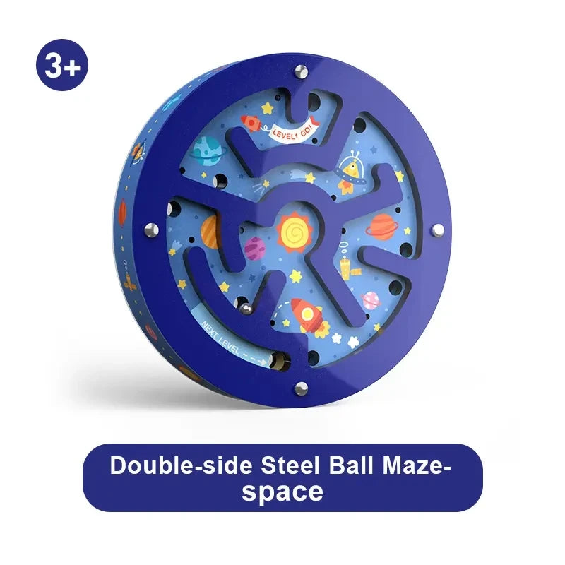 Double Sided Wooden Ball Maze Puzzle for Kids