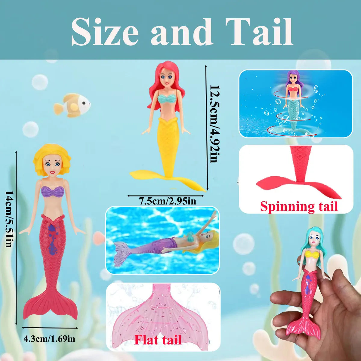 Mermaid Diving Toy Set for Pool and Bath Play