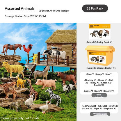 Realistic Farm and Wild Animal Figure Set