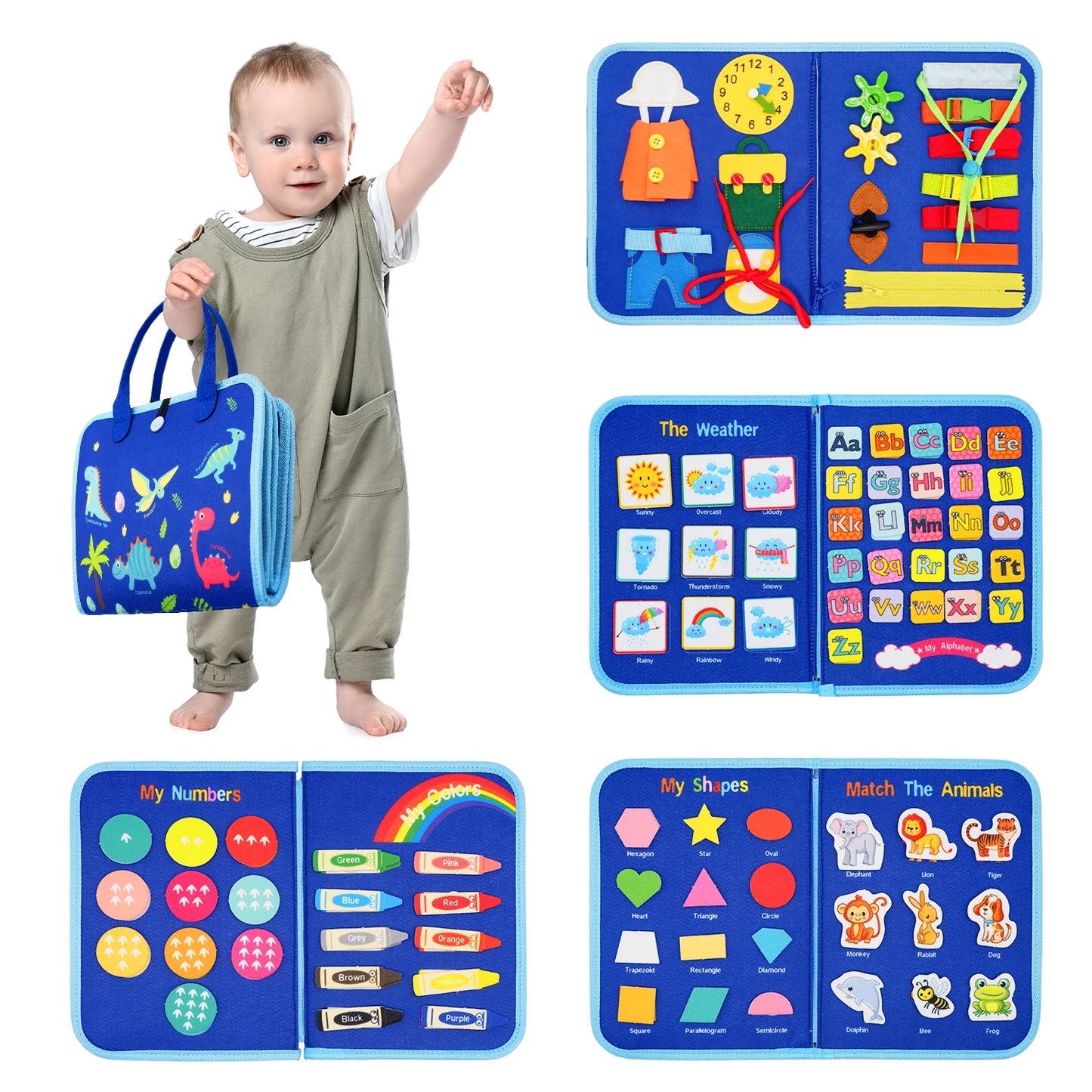 Montessori Busy Board Travel Book for Toddlers Ages 3 to 6