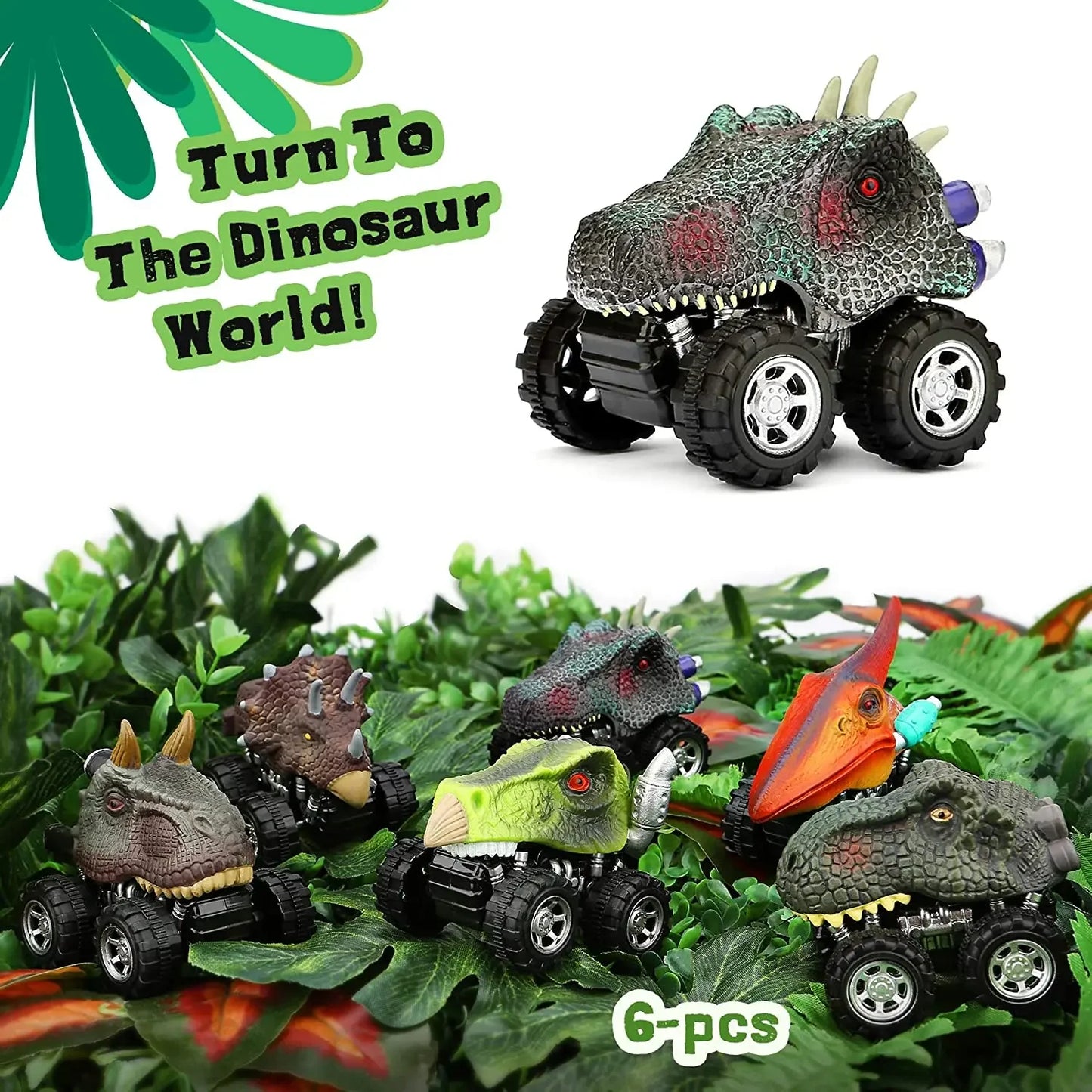 Dinosaur Pull Back Car Toy Set for Kids
