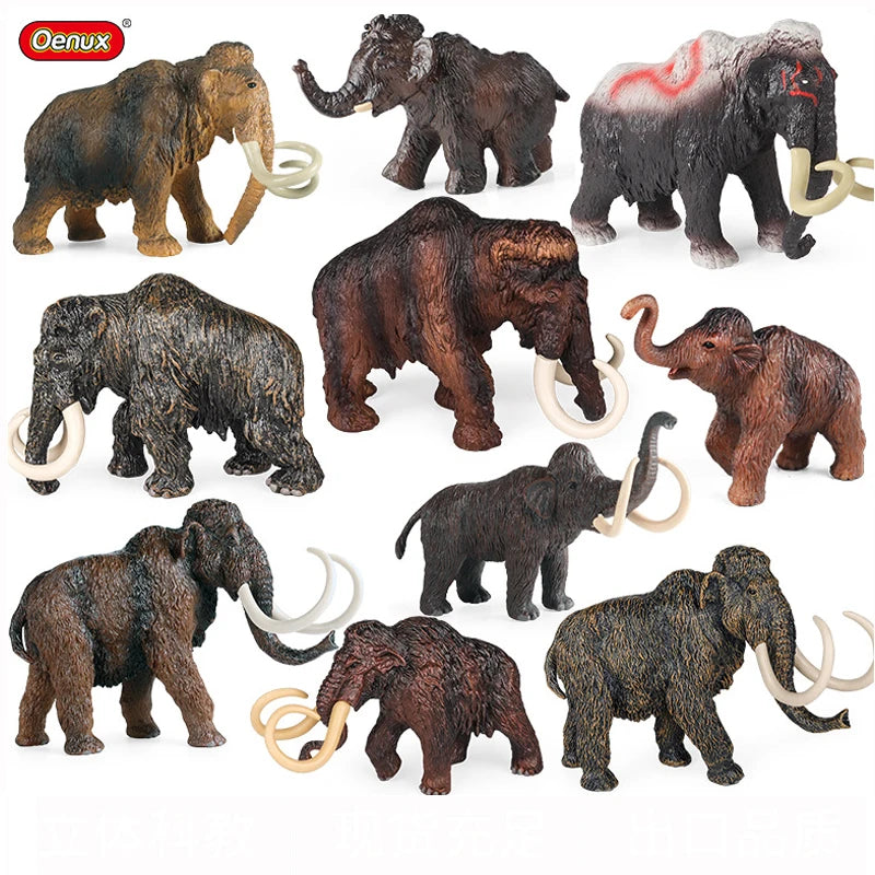 Realistic Woolly Mammoth and Elephant Animal Figure