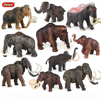 Realistic Woolly Mammoth and Elephant Animal Figure