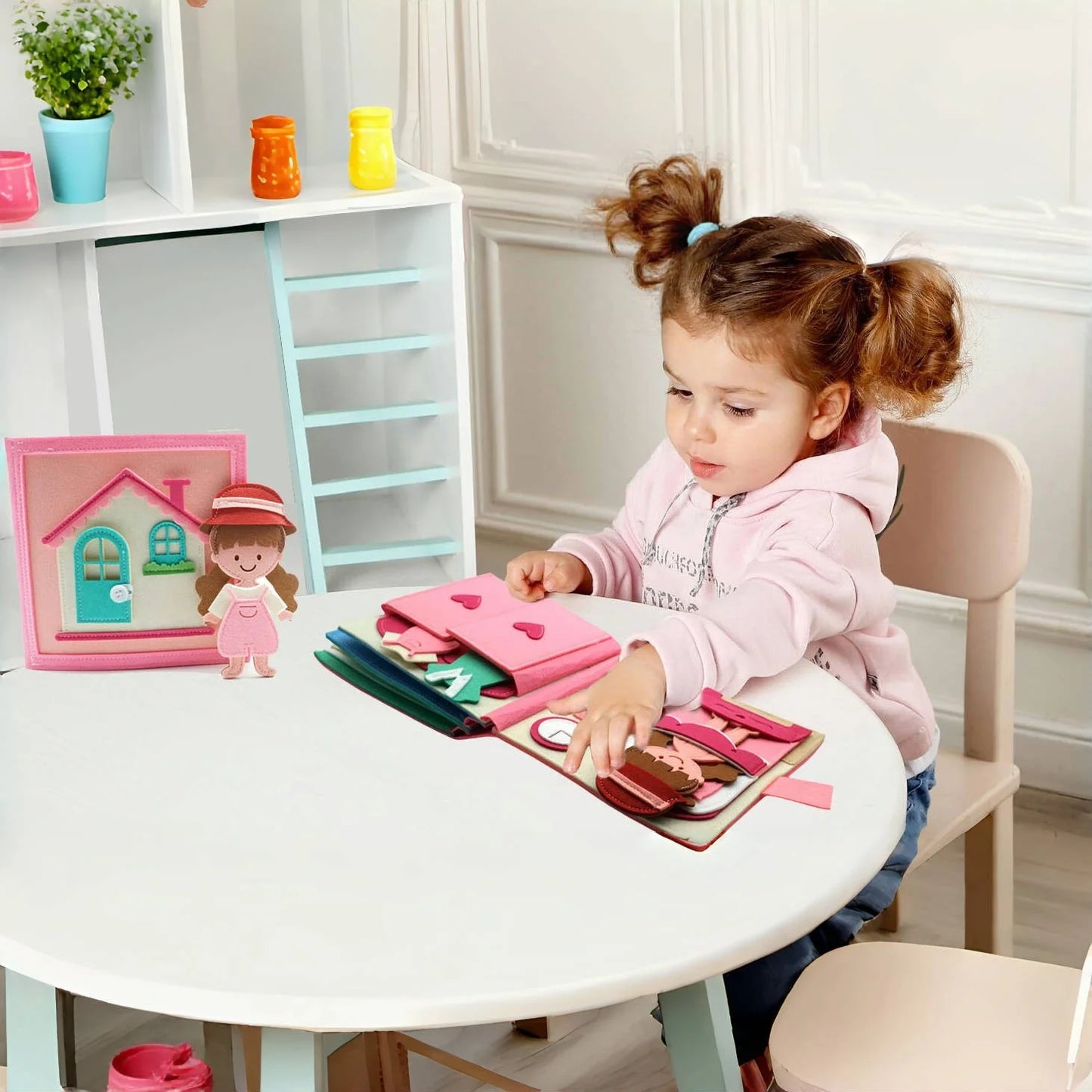 Montessori Sensory Quiet Felt Book Doll House Activity Book for Kids