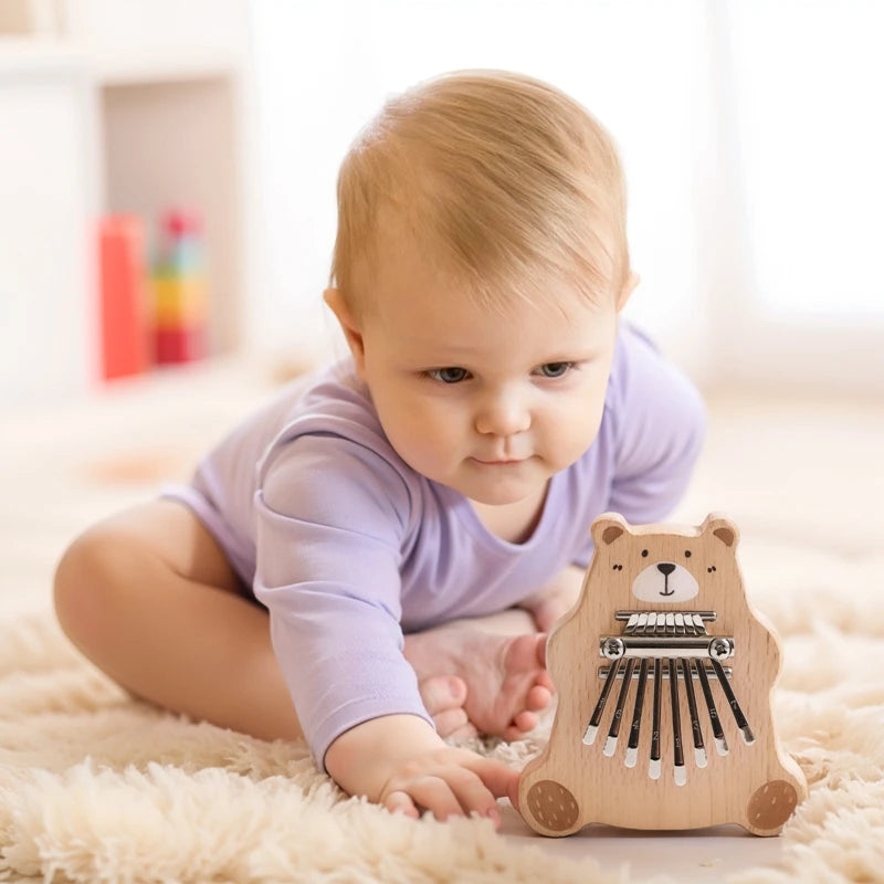Wooden Bear Thumb Piano Musical Toy for Kids