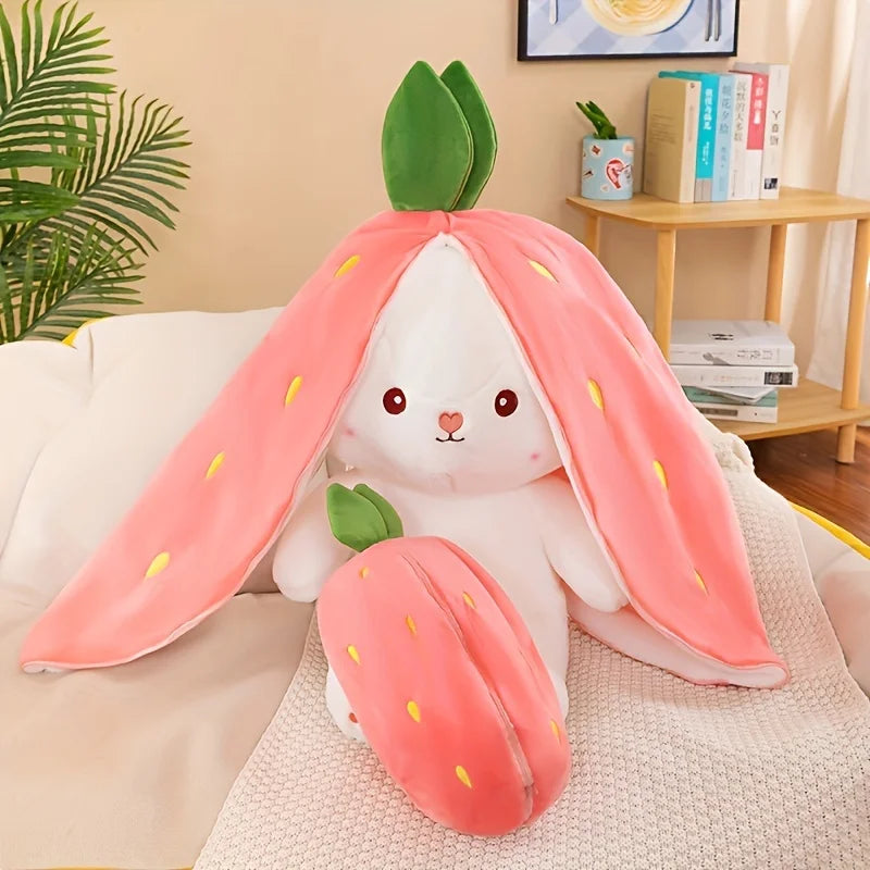 Convertible Strawberry Bunny Plush Toy