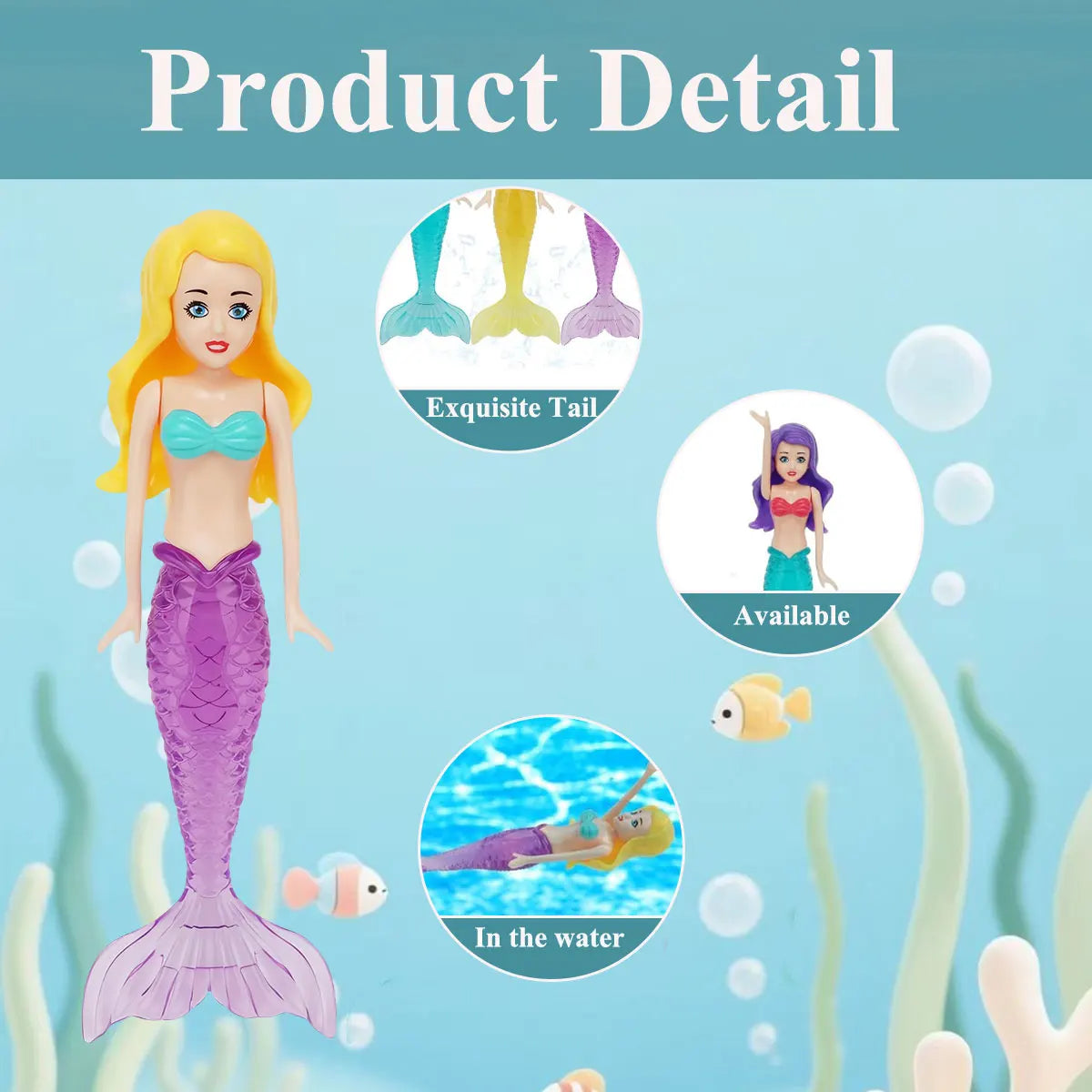 Mermaid Diving Toy Set for Pool and Bath Play
