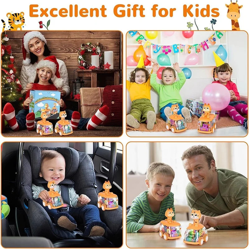 Light Up Press and Go Animal Car Toy