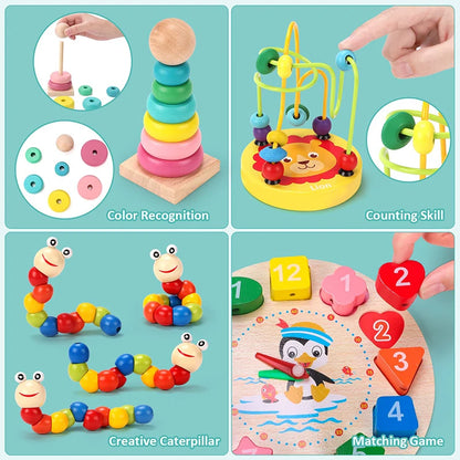 Wooden Montessori Learning Activity Toy Set for Kids