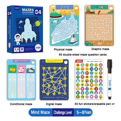 Wipe Clean Maze Activity Card Set for Kids