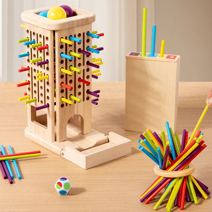 Wooden 3 in 1 Stick and Ball Strategy Game for Kids